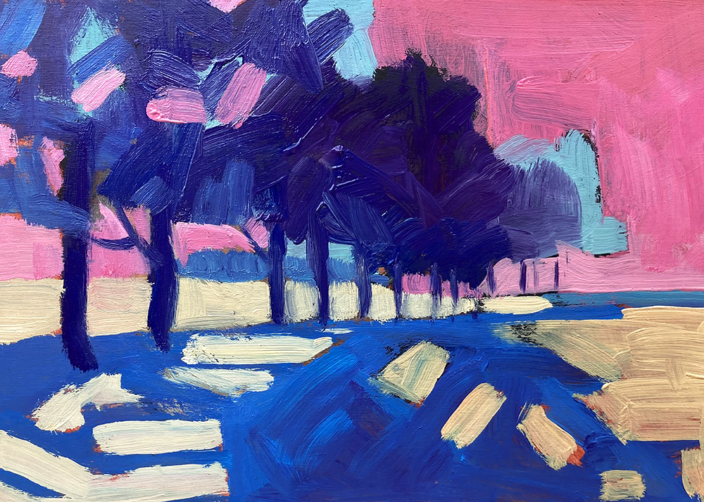 Trees in blue and pink