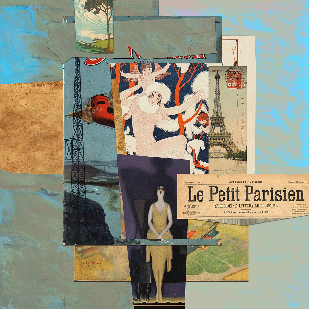 Le Petit Parisien collage 100x100cm LR