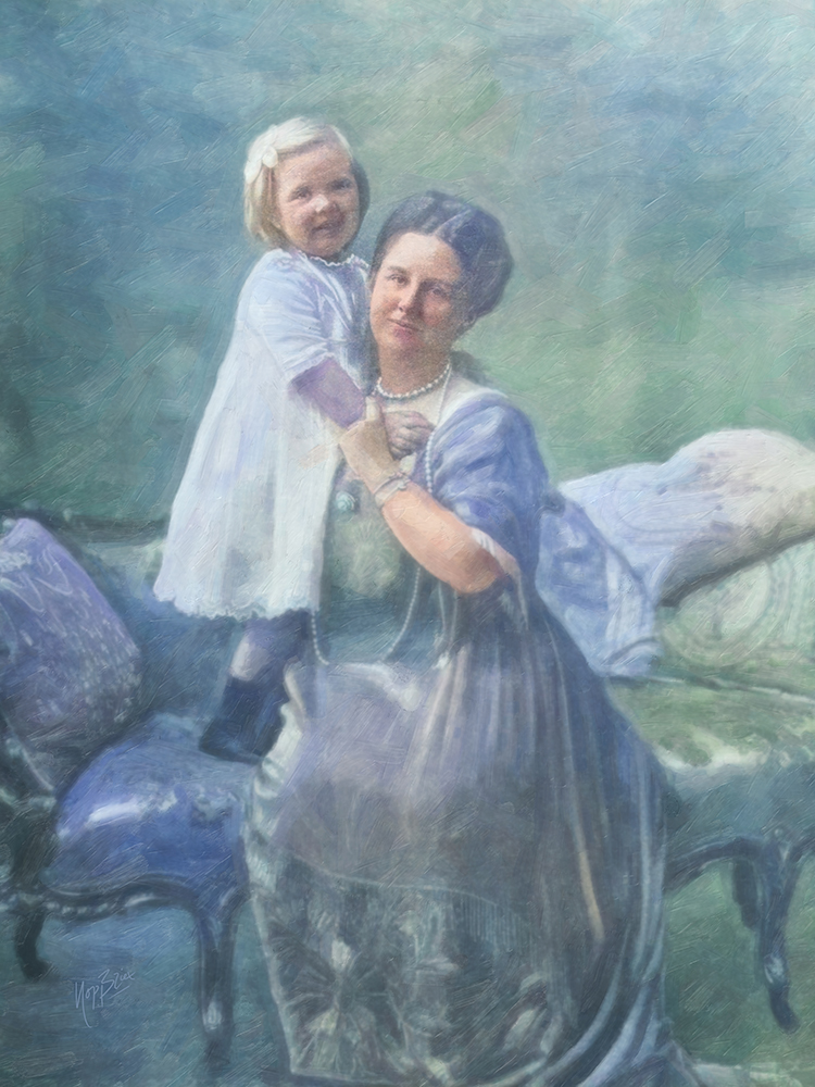 Moeder en kind Juliane en Wilhelmina 75 x 100 cm digioil LR