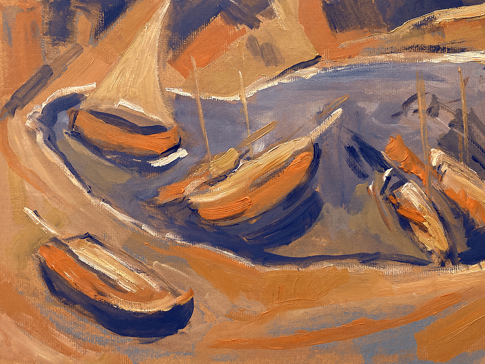 Sailing boats in blue and orange