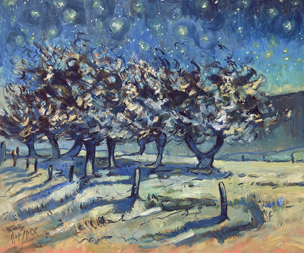 Starry night above the orchard