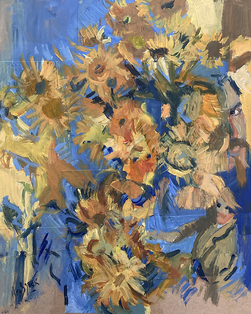 Sunflowers composition Van Gogh Gauguin collage 50x40cm LR