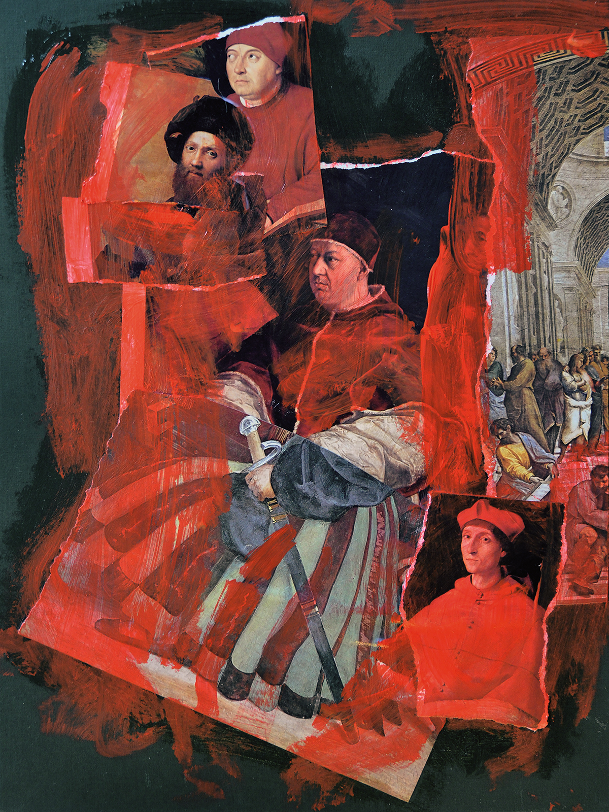 The Red Rome Raphaël homage 40x30cm collage LR