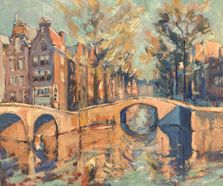 Amsterdam gracht impressionisme Nop Briex oilhb50x40cm LR