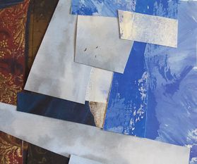 Collage in blue and black -quiltblock- LR