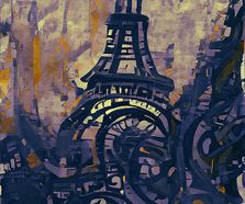 Paris Tour Eiffel bleu-jaune-fauvist 50x80cm AI LR