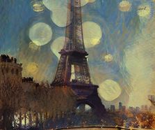 Paris Tour Eiffel bleu-jaune-kerstbollen 50x80cm AI LR