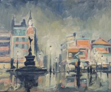 Piccadilly Circus in the fog 50x40cm LR