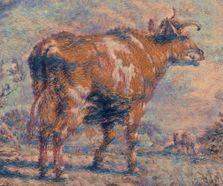 Roodbonte koe in een landschap, Jacob Cats (1741-1799) Nop Briex 80x80