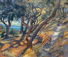 Steps in the olive grove Marmari Beach 150x100cm oilcanvas LR
