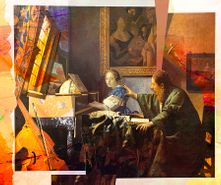 Vrouw en Man Naar Vermeer door Nop Briex 100x75cm collage LR