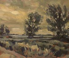 Warm wind during the early morning along the Schild Lake 40x30cm oilhb