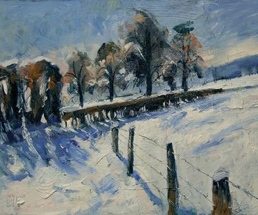 Winter orchard Epen Nop Briex oil on wood 50x40cm LR